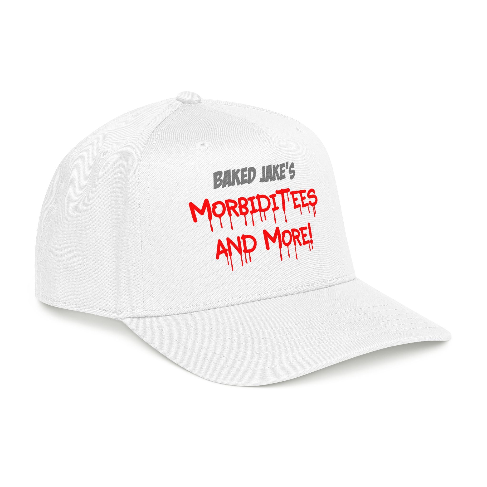 Embroidered Baseball Cap – “Morbiditees and More” Text Design