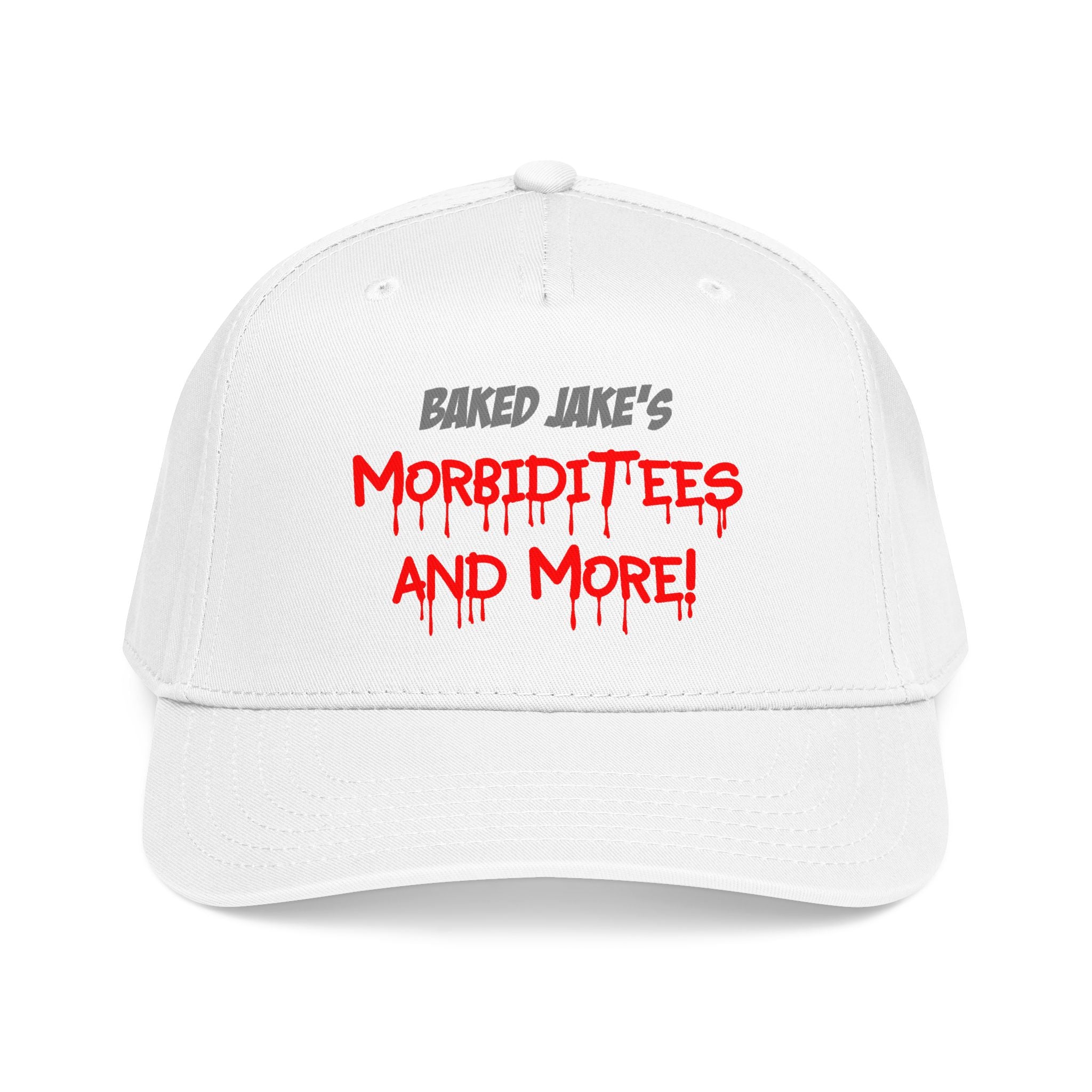 Embroidered Baseball Cap – “Morbiditees and More” Text Design