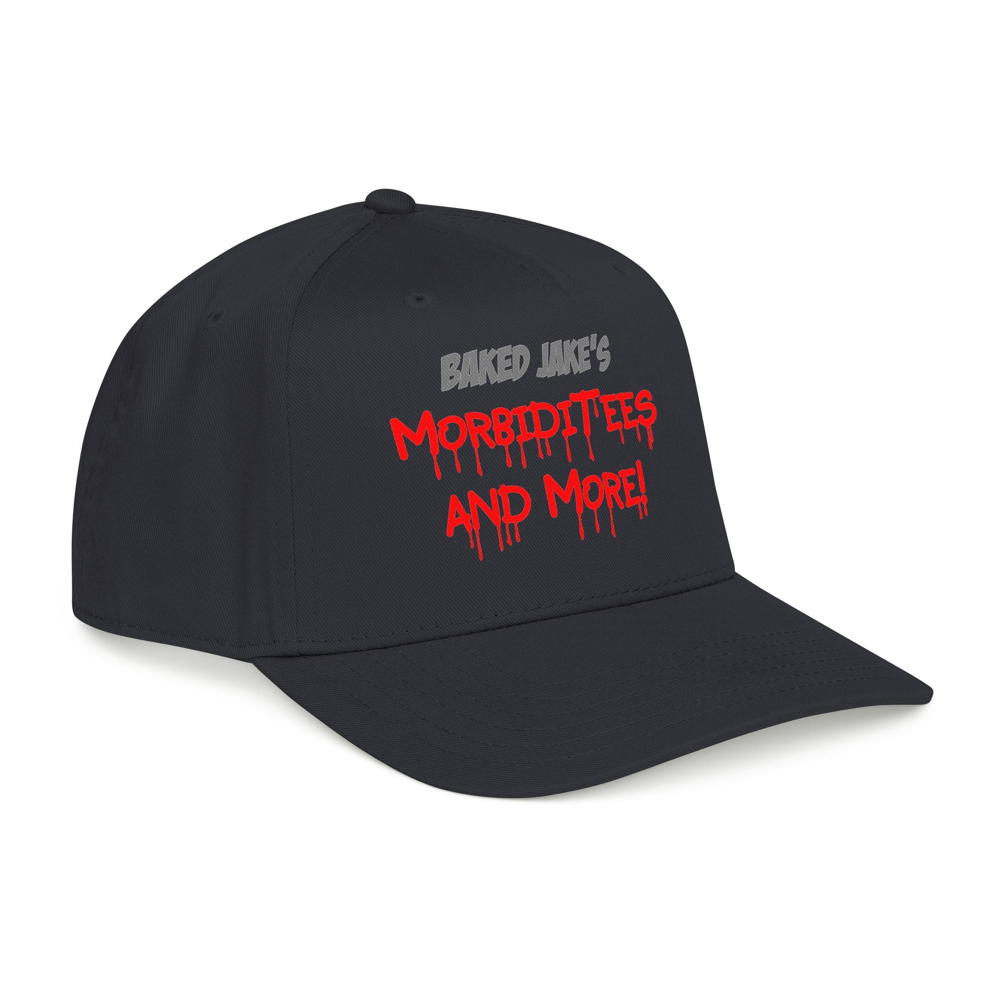 Embroidered Baseball Cap – “Morbiditees and More” Text Design