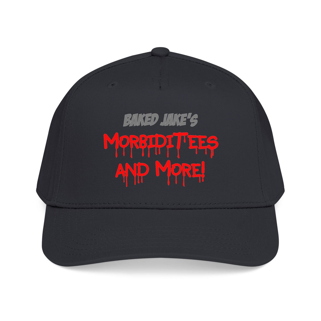 Embroidered Baseball Cap – “Morbiditees and More” Text Design